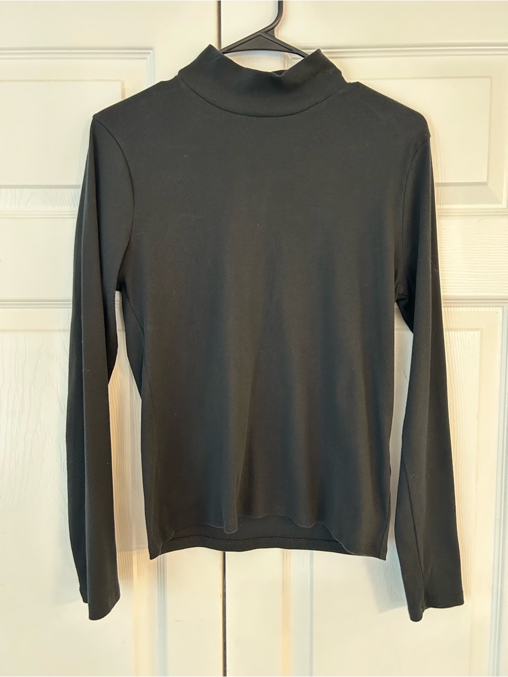 NWOT J.Crew Women’s Black Long Sleeve Mock Neck Cotton Tunic Blouse Shirt Size L